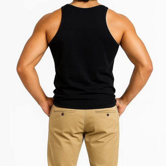 Soft Fit Black Sleeveless Vest - Pack of 6