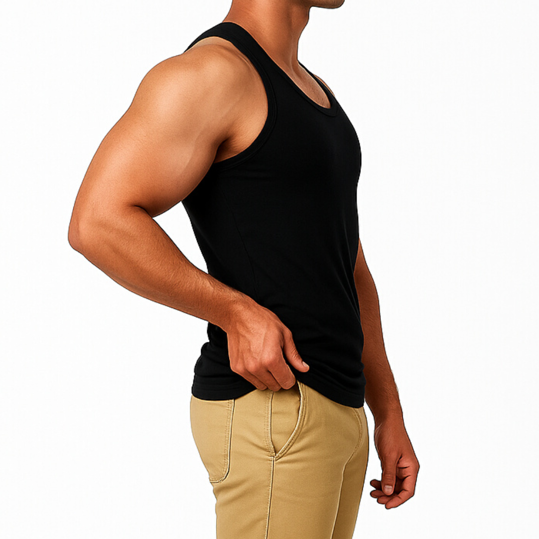 Soft Fit Black Sleeveless Vest - Pack of 3