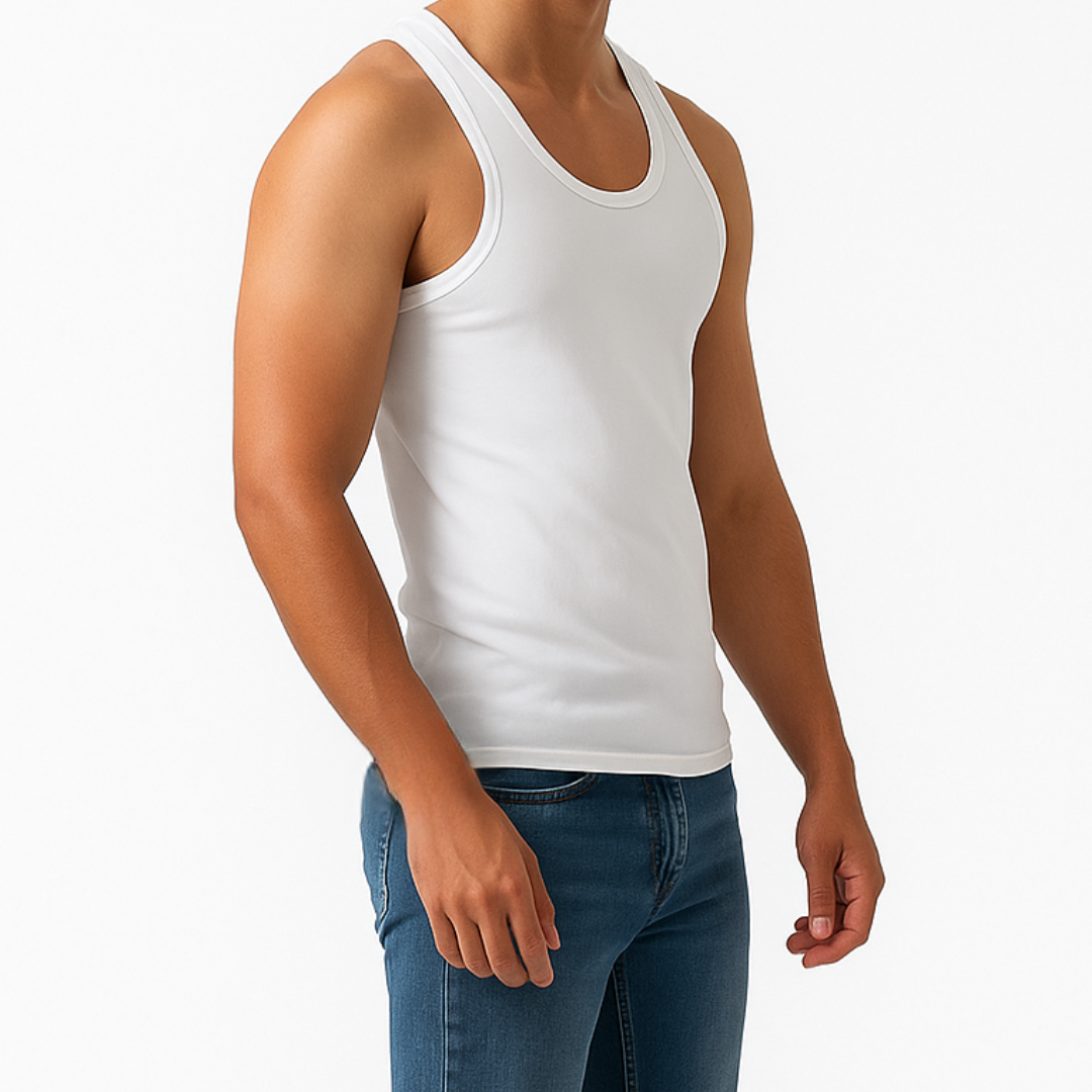Soft Fit White Sleeveless Vest - Pack of 6