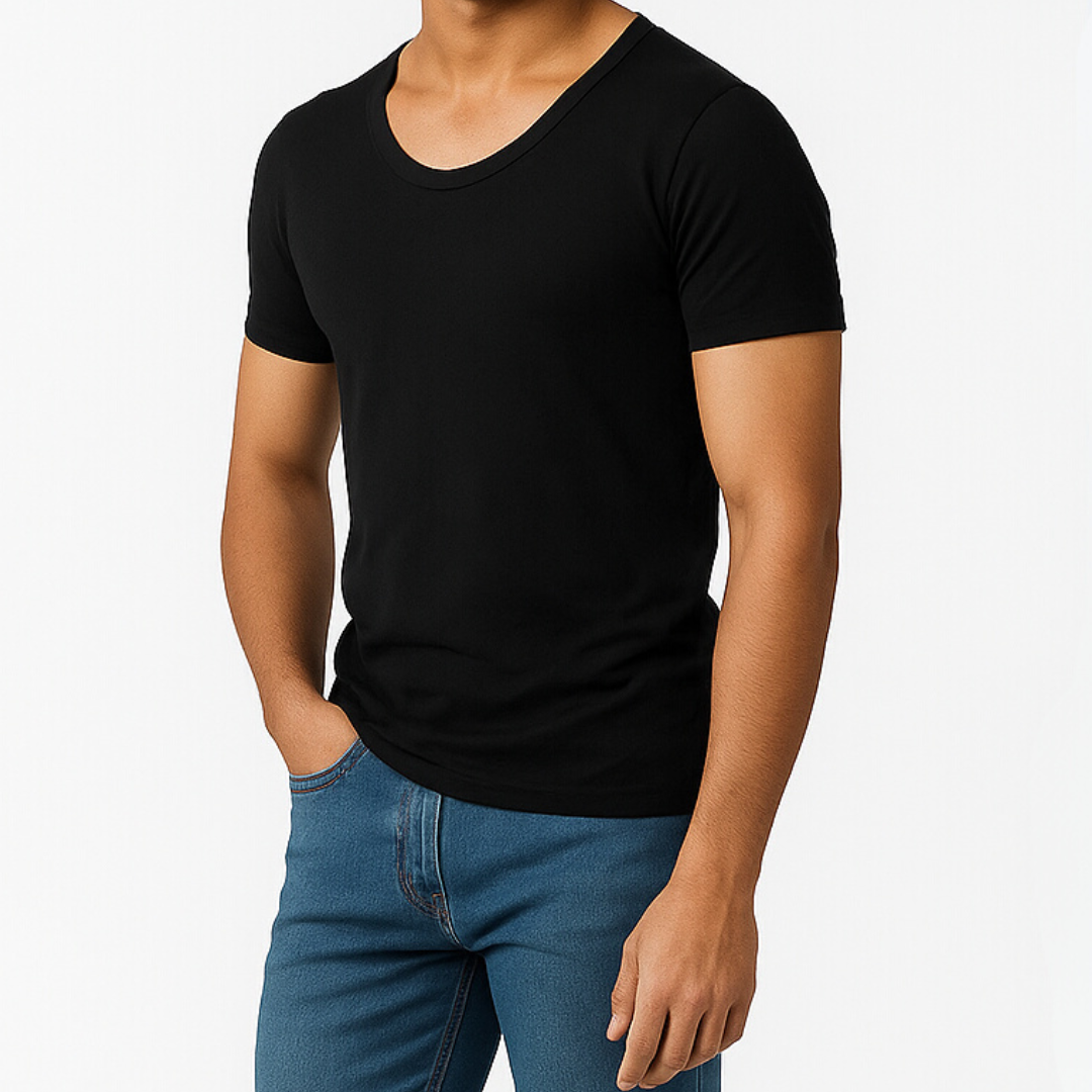 Soft Fit Black Half Sleeve Vest - Pack of 12